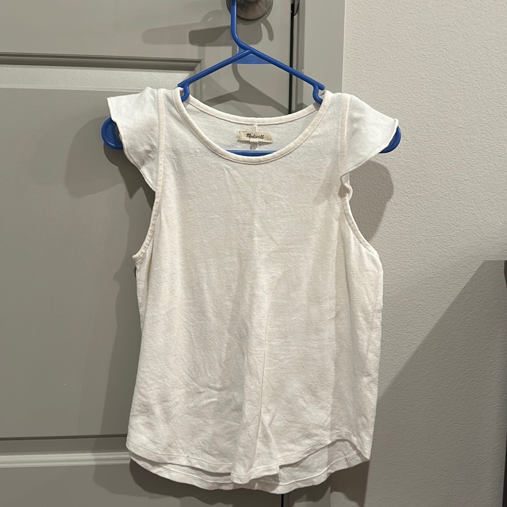 Madewell scoop neck ruffle sleeve top - size small - gently worn